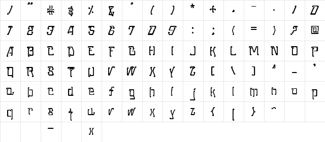 Moped Regular  glyph index