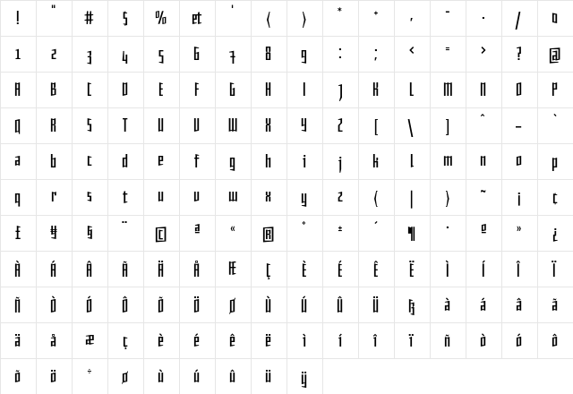 Daela Book  glyph index