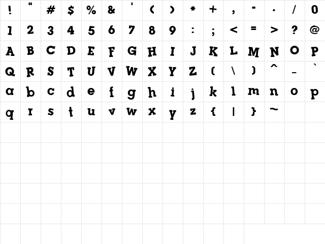CK Tipsy Regular  glyph index