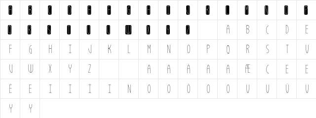 Estella Cello Regular  glyph index