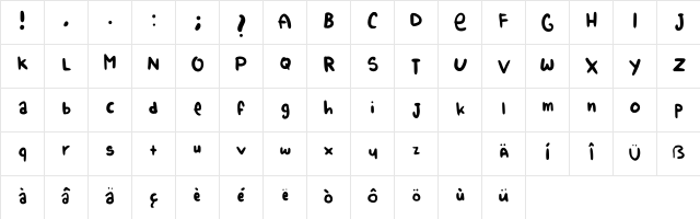 Alice Calligraphic Bold Regular  glyph index