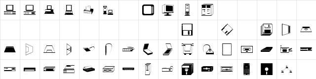 Computer Dingbats Regular  glyph index