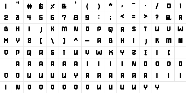 Blocker Regular  glyph index