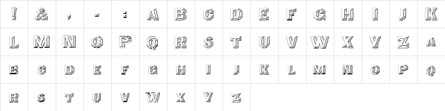 Prismatica Regular  glyph index
