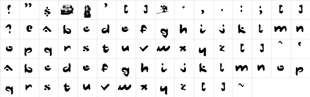 DustMites Regular  glyph index