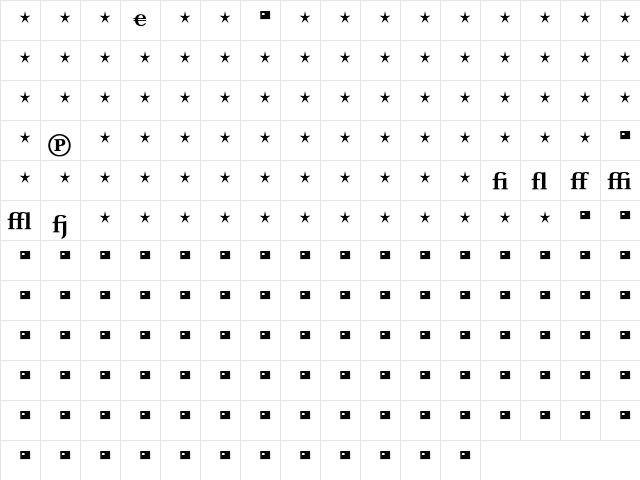 CelesteST BoldExpert  glyph index