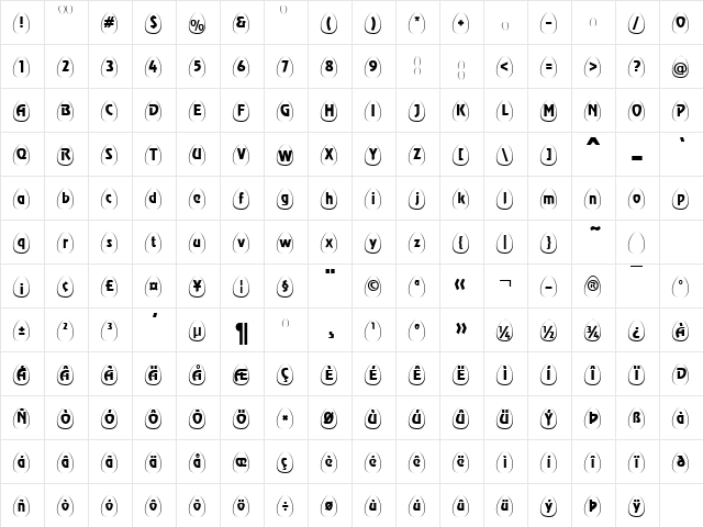 EggsWhite Becker Normal  glyph index