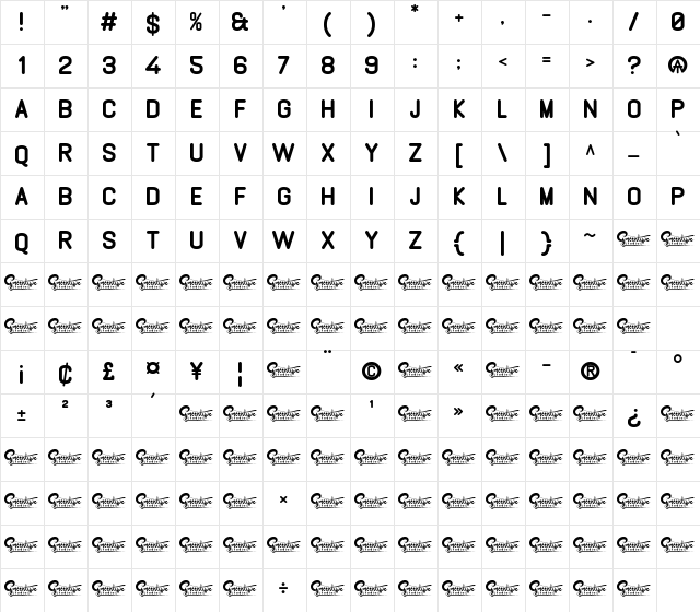 GABOED Regular  glyph index