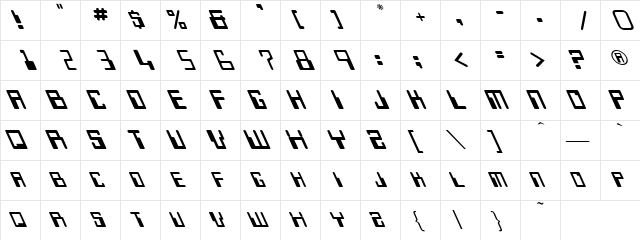 Keypunch Leftie Regular  glyph index