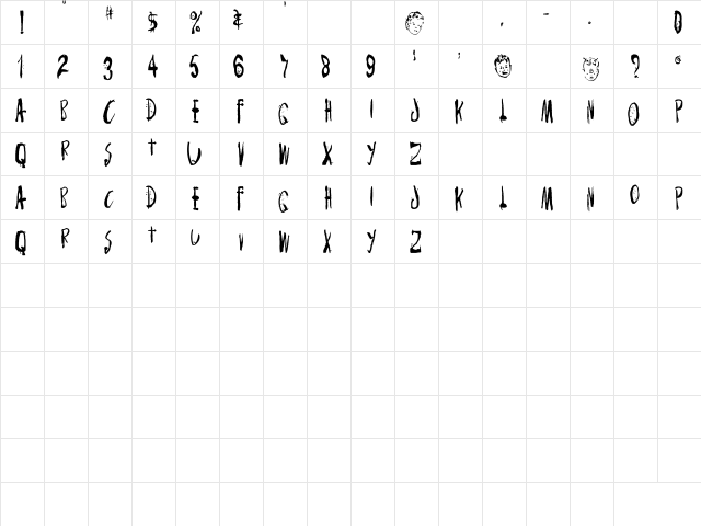 Monster Child Regular  glyph index