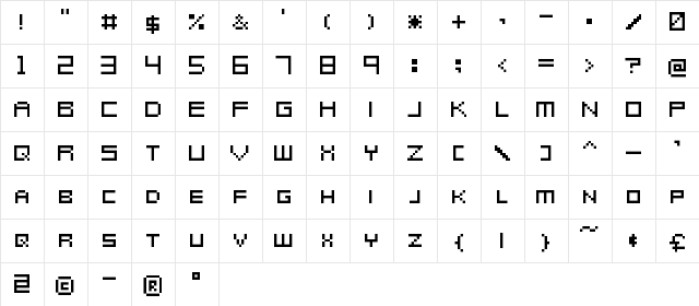 Metroid Prime Hunters Regular  glyph index