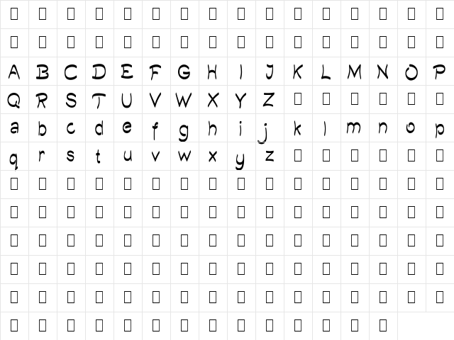 Quilty Demo Regular  glyph index