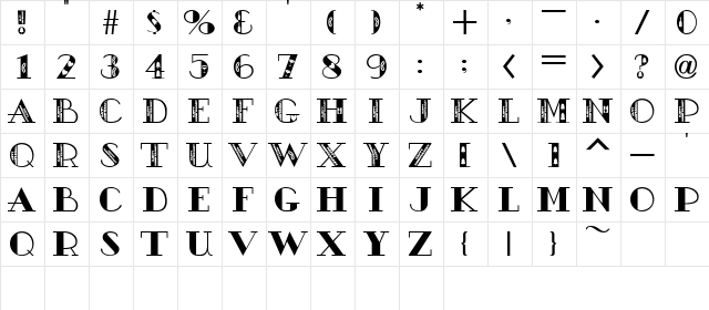 AC3-Anniversay Regular  glyph index