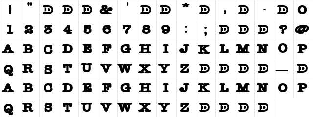 RedFish Regular  glyph index