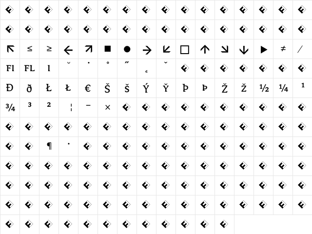 Avance Regular Exp SC  glyph index