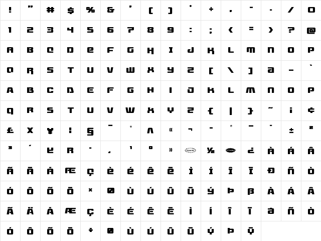 Livewired Regular  glyph index