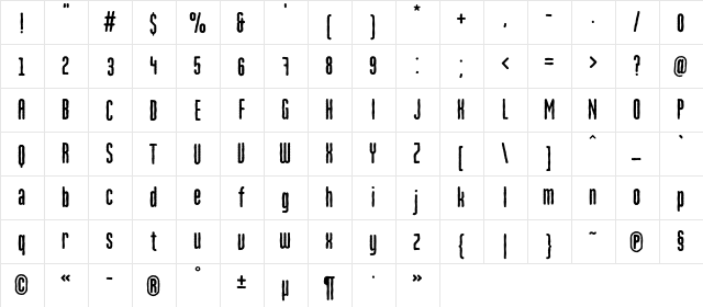 MartenRoughC Regular  glyph index