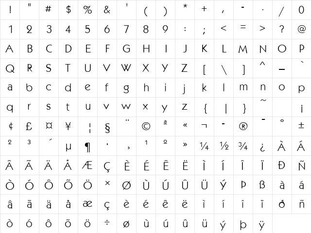 KochLH Regular  glyph index