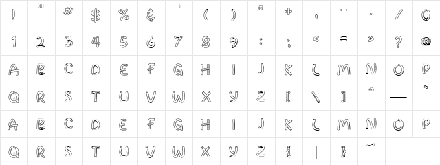LD Funnoodles Regular  glyph index