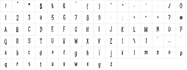Starico 44 Regular  glyph index