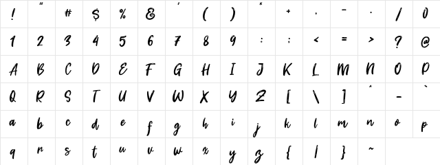Dream Meadow Regular  glyph index