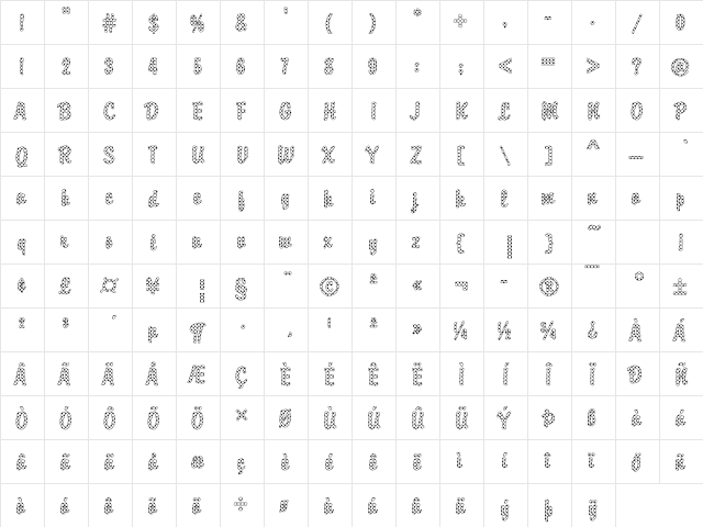 Brody08 Becker Regular  glyph index