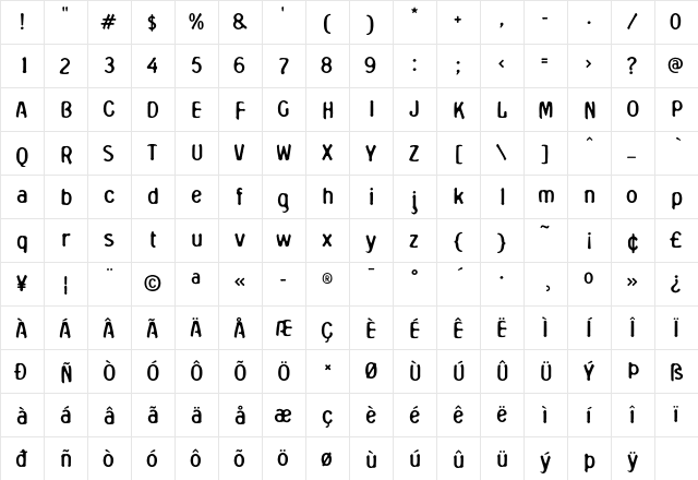 Oculus-BGauge Regular  glyph index