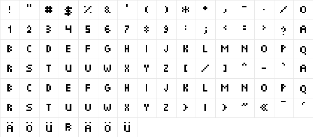 Frucade Small Regular  glyph index