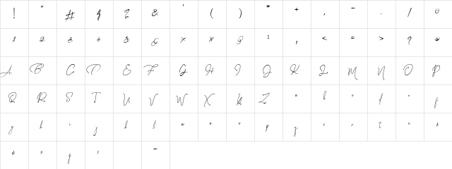 Oystersvelt Regular  glyph index
