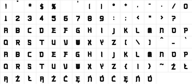 Kobajashi Regular  glyph index