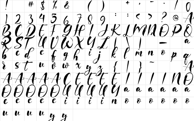 Imaginational Regular  glyph index