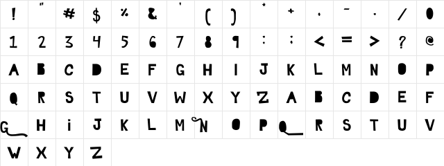 GhostTown Plain  glyph index