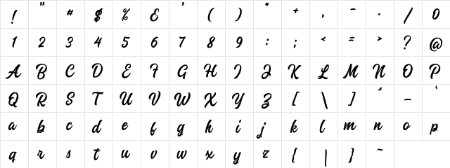 Hector Barbossa Regular  glyph index