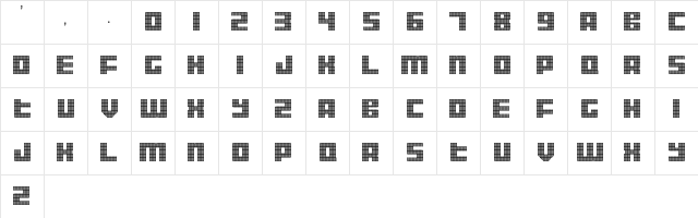 Display Gothic G Regular  glyph index