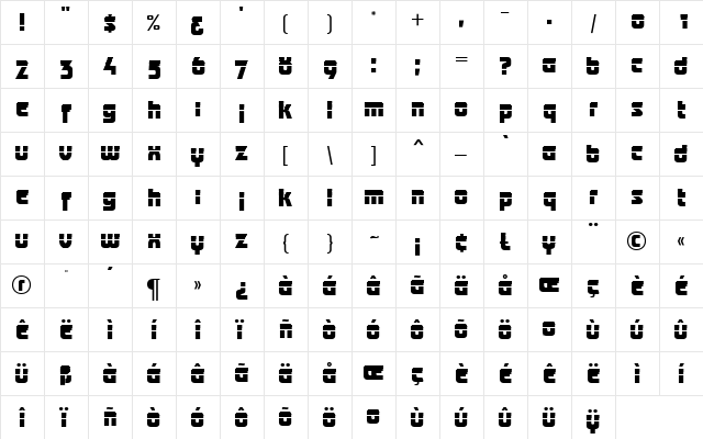 Anatol MN Regular  glyph index