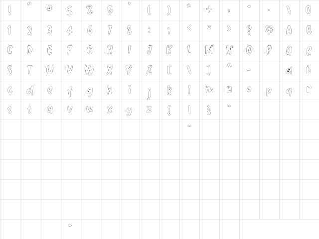 Black Archer Line Regular  glyph index