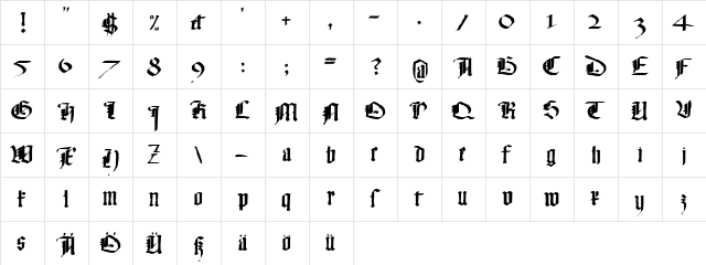Monky Business Regular  glyph index