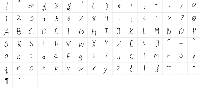 Eric Regular  glyph index