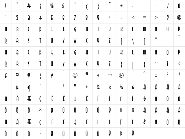 AnnaICG Regular  glyph index