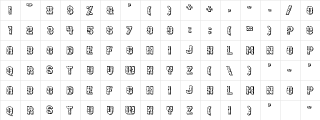 Led Specimen Regular  glyph index
