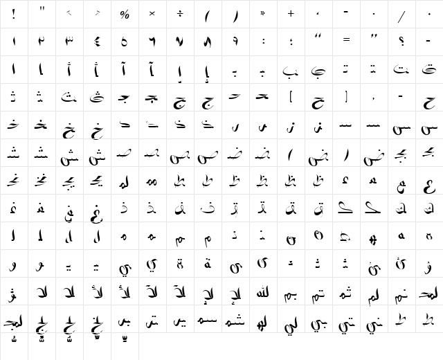 AYM Badr 1 S_U normal. Normal  glyph index