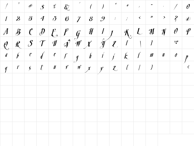 LHFMirage Italic  glyph index