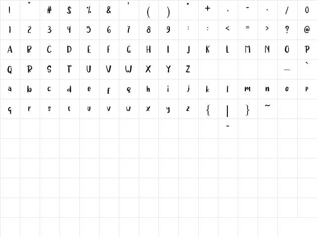 Big of Love Regular  glyph index