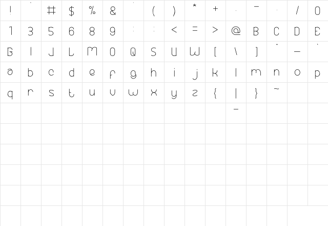 Essential Arrangement Regular  glyph index