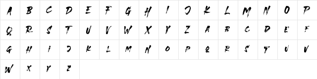 THE STRANGER FONT DUO Regular  glyph index