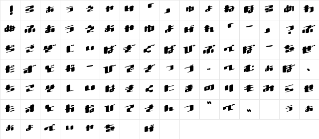 Dtron Regular  glyph index