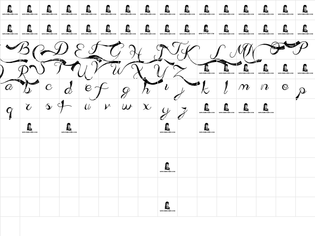 Admiration Pains Regular  glyph index