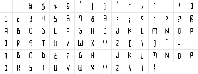 Bionic Comic Condensed Condensed  glyph index