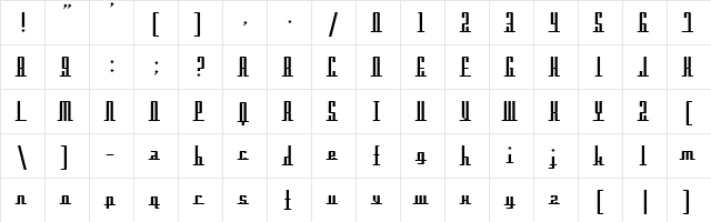 Americana Dreams Upright Regular  glyph index