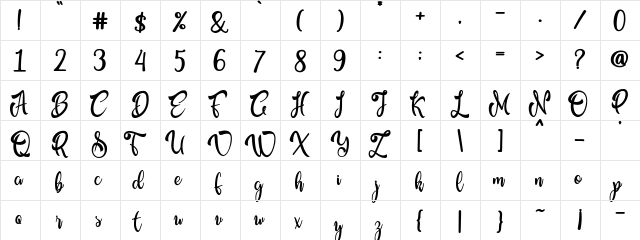 Villosofia Regular  glyph index